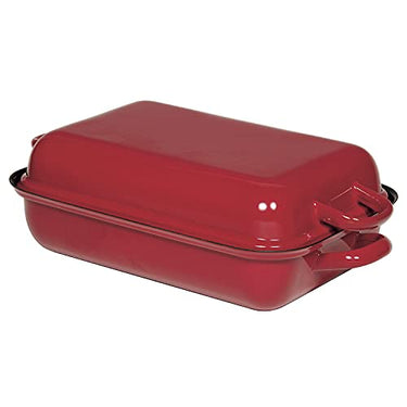 Riess, 0104-019, Bratpfanne mit Deckel 32/22, Bräter, CLASSIC - COLOR ROT, Länge 32 cm, Breite 22 cm, Höhe 11.6 cm, Emaille, rot/schwarz, Induktion im Sale